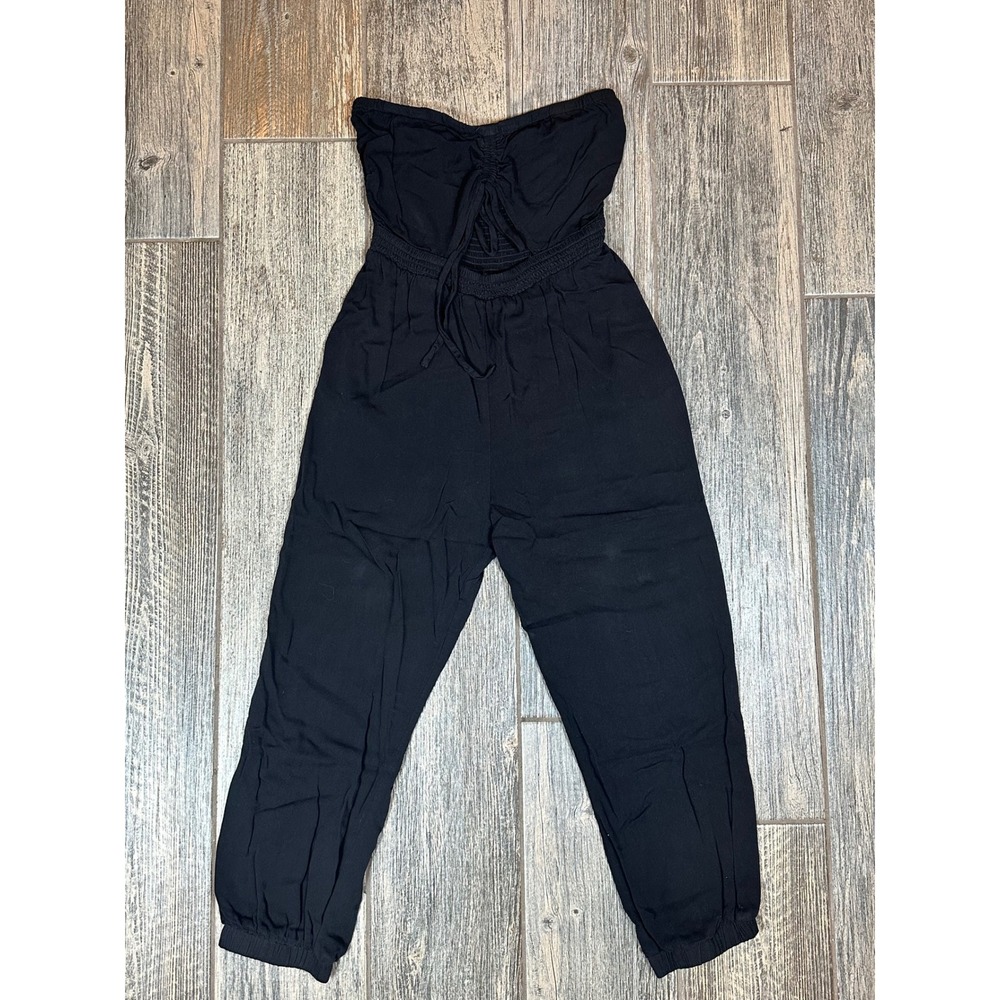 Le Lis Collection Womens Jumpsuit‎ Strapless Drawstring Black Size M Medium